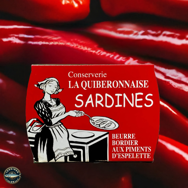 Kasse med 6 dser Sardines au beurre Bordier (2 x almindelige, 2 x med espelette og 2 x med tang)