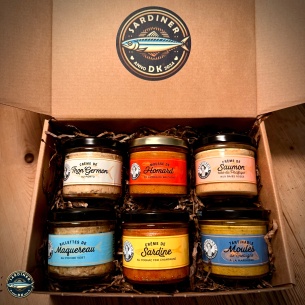 Alle seks forskellige Tartinables samlet i gavekasse