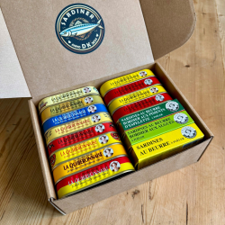Smagekasse-komplet med femten dser Sardines Millsimes fra La Quiberonnaise
